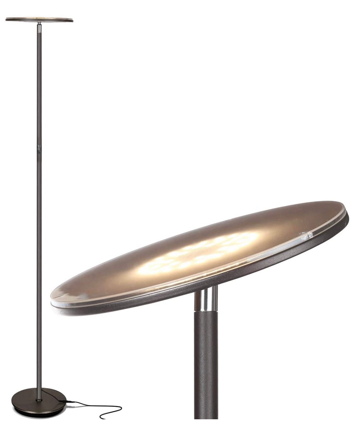 Sky Moon LED Torchiere Super Bright Floor Lamp - High Lumen Light for Living Rooms & Offices - Dimmable - Outdoor Solar Outlet