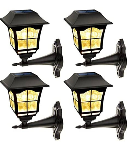SmartYard 4 Pack Solar Wall Lantern Outdoor Wall Sconce 15 Lumens Solar Outdoor Christmas Led Light Fixture with Wall Mount Kit - Outdoor Solar Outlet