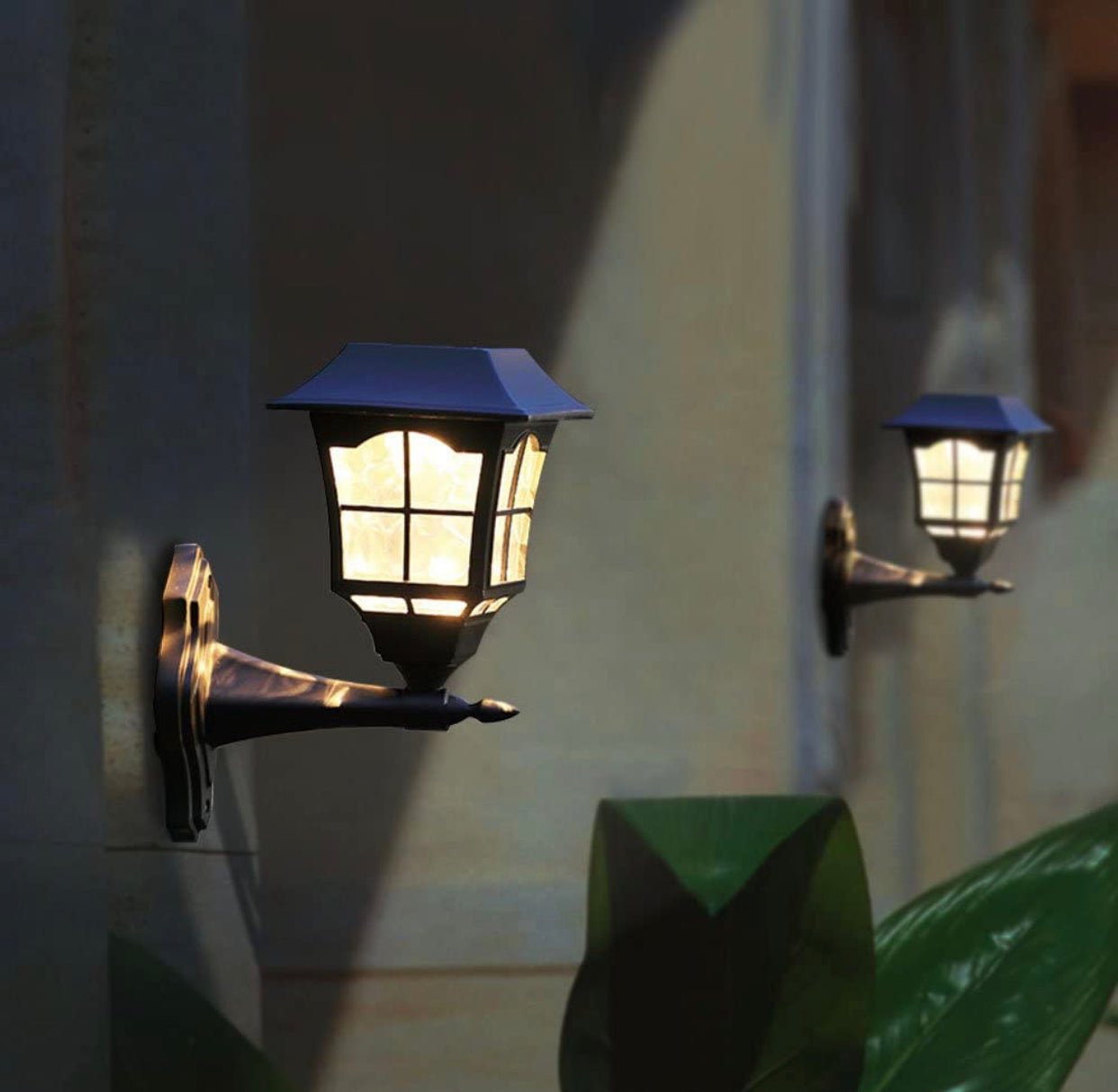 SmartYard 4 Pack Solar Wall Lantern Outdoor Wall Sconce 15 Lumens Solar Outdoor Christmas Led Light Fixture with Wall Mount Kit - Outdoor Solar Outlet