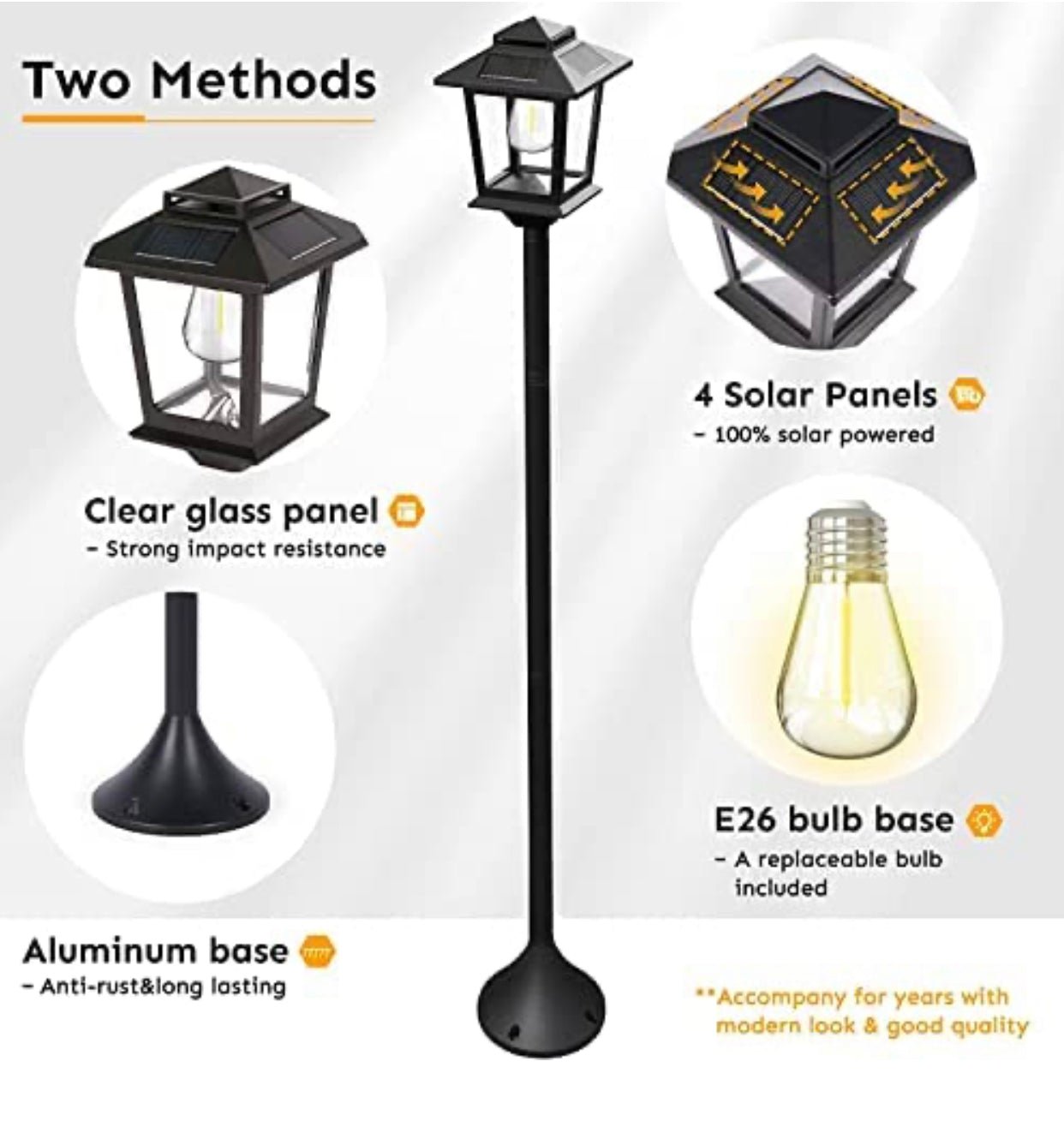 SmartYard 63" Solar Lamp Post Lights Outdoor 2 Pack ,Aluminum Floor Lamp,Waterproof Solar Powered Street Lights for Garden Warm White - Outdoor Solar Outlet