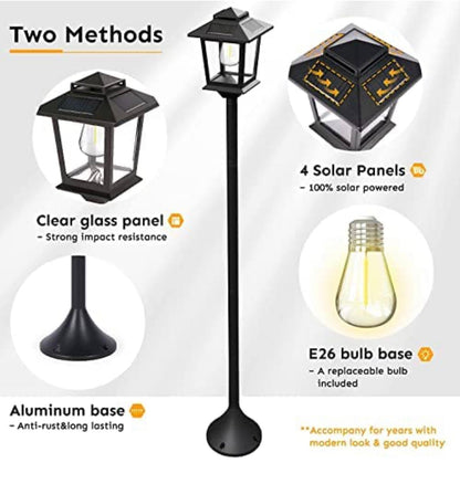 SmartYard 63" Solar Lamp Post Lights Outdoor 2 Pack ,Aluminum Floor Lamp,Waterproof Solar Powered Street Lights for Garden Warm White - Outdoor Solar Outlet