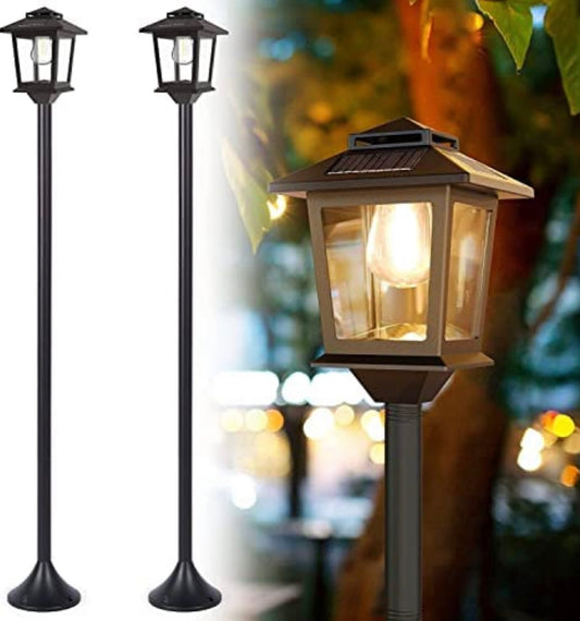 SmartYard 63" Solar Lamp Post Lights Outdoor 2 Pack ,Aluminum Floor Lamp,Waterproof Solar Powered Street Lights for Garden Warm White - Outdoor Solar Outlet