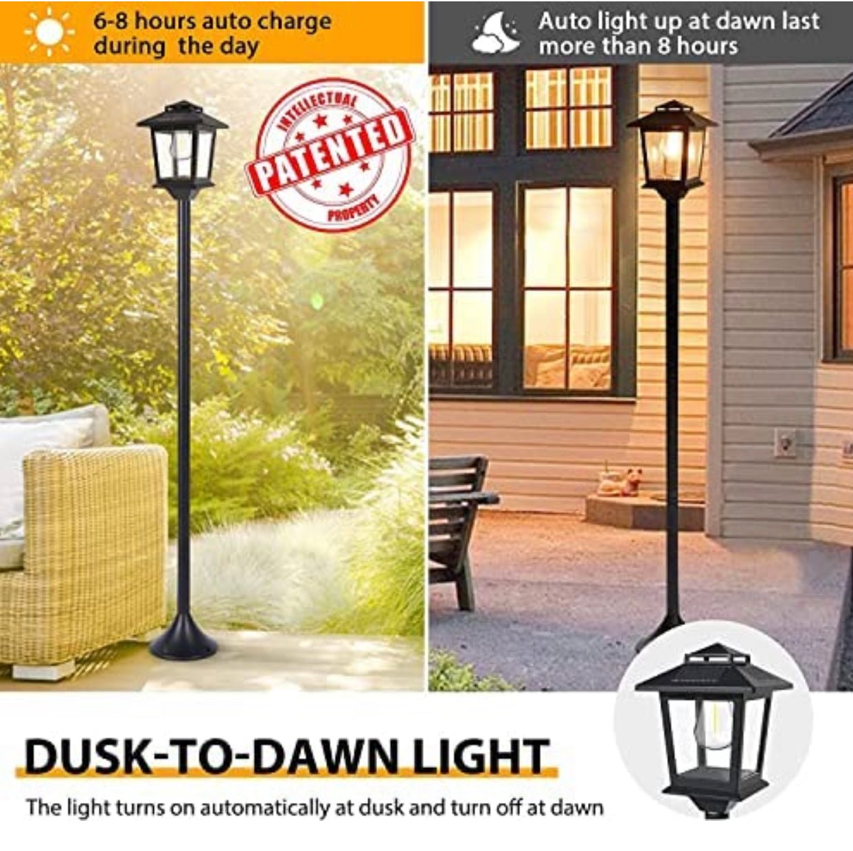 SmartYard 63" Solar Lamp Post Lights Outdoor 2 Pack ,Aluminum Floor Lamp,Waterproof Solar Powered Street Lights for Garden Warm White - Outdoor Solar Outlet