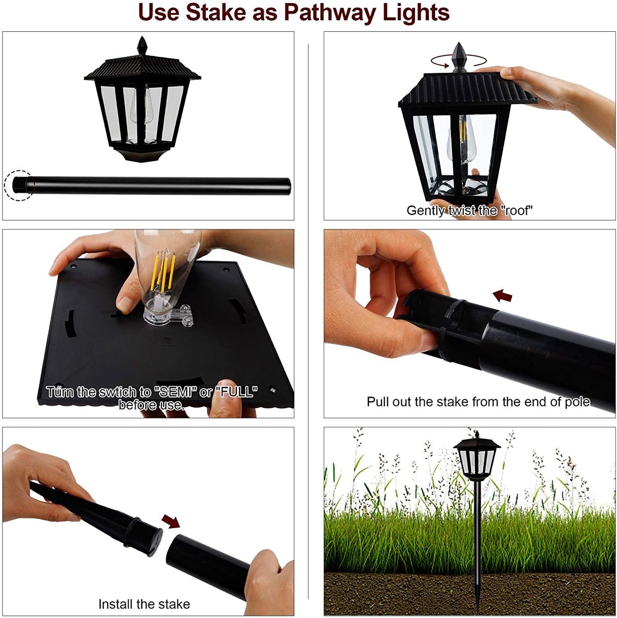SmartYard 67 Inch Solar Lamp Post Lights, 100 Lumen Solar Powered Vintage Street Lights Outdoor, Warm White LED Edison Bulb Solar Post Light - Outdoor Solar Outlet