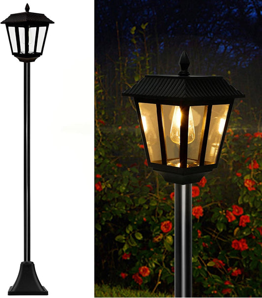 SmartYard 67 Inch Solar Lamp Post Lights, 100 Lumen Solar Powered Vintage Street Lights Outdoor, Warm White LED Edison Bulb Solar Post Light - Outdoor Solar Outlet