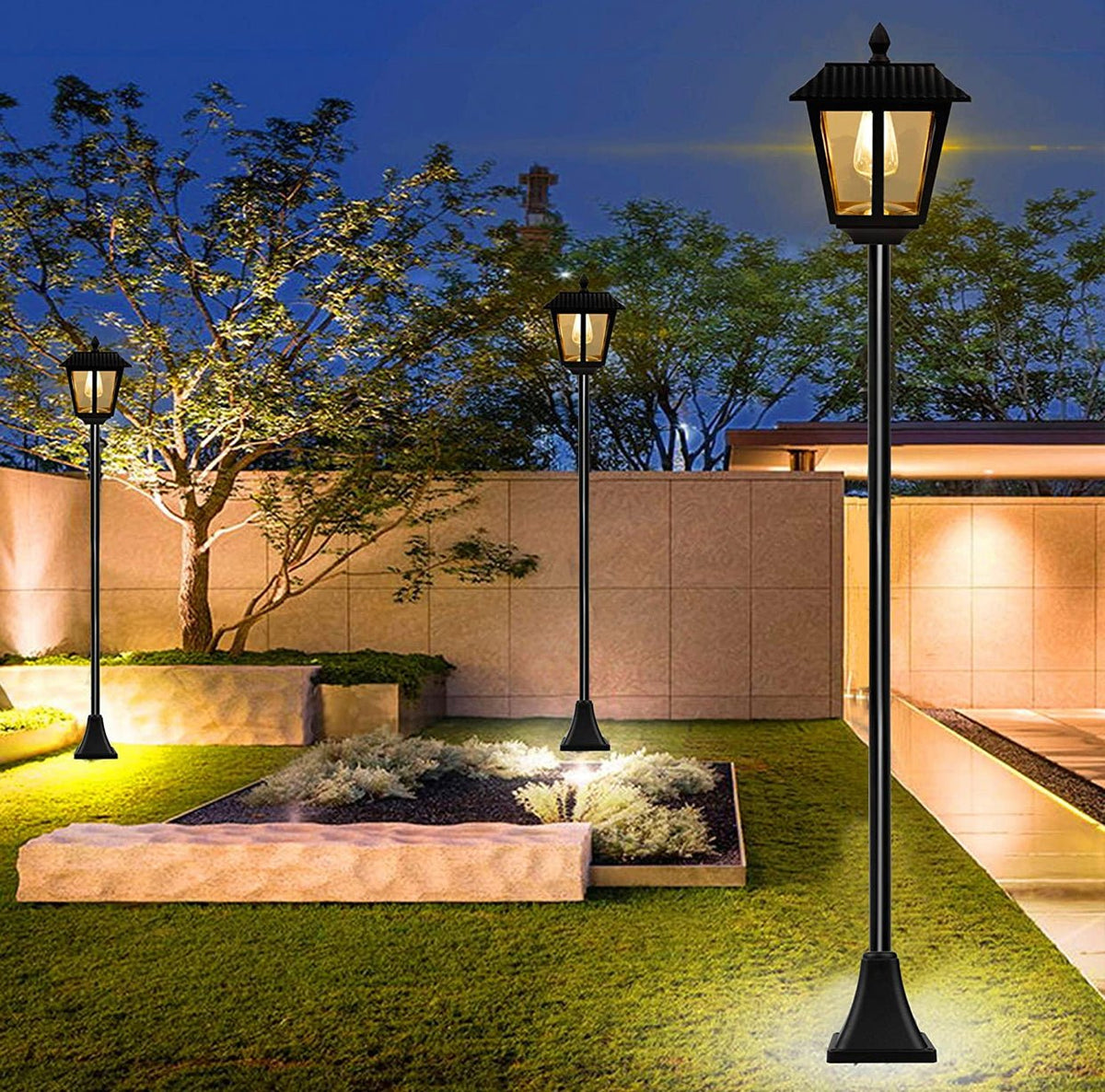 SmartYard 67 Inch Solar Lamp Post Lights, 100 Lumen Solar Powered Vintage Street Lights Outdoor, Warm White LED Edison Bulb Solar Post Light - Outdoor Solar Outlet