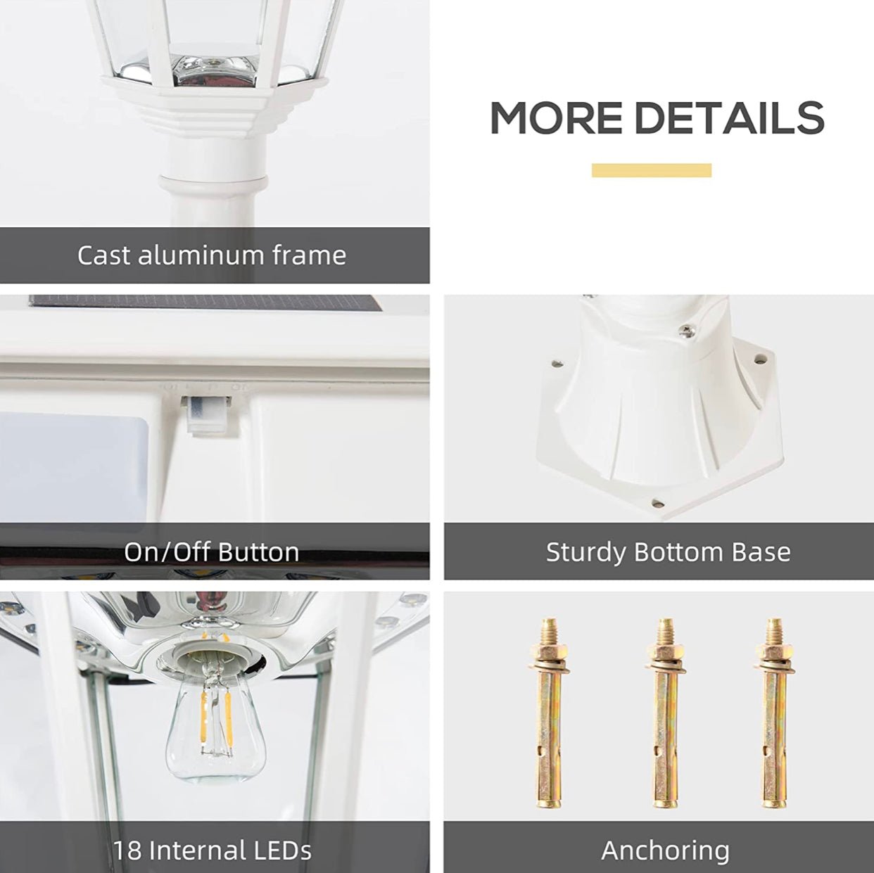 SmartYard 77" Solar Lamp Post Light, Waterproof Aluminum And Glass Outdoor Vintage Post Lamp - Outdoor Solar Outlet