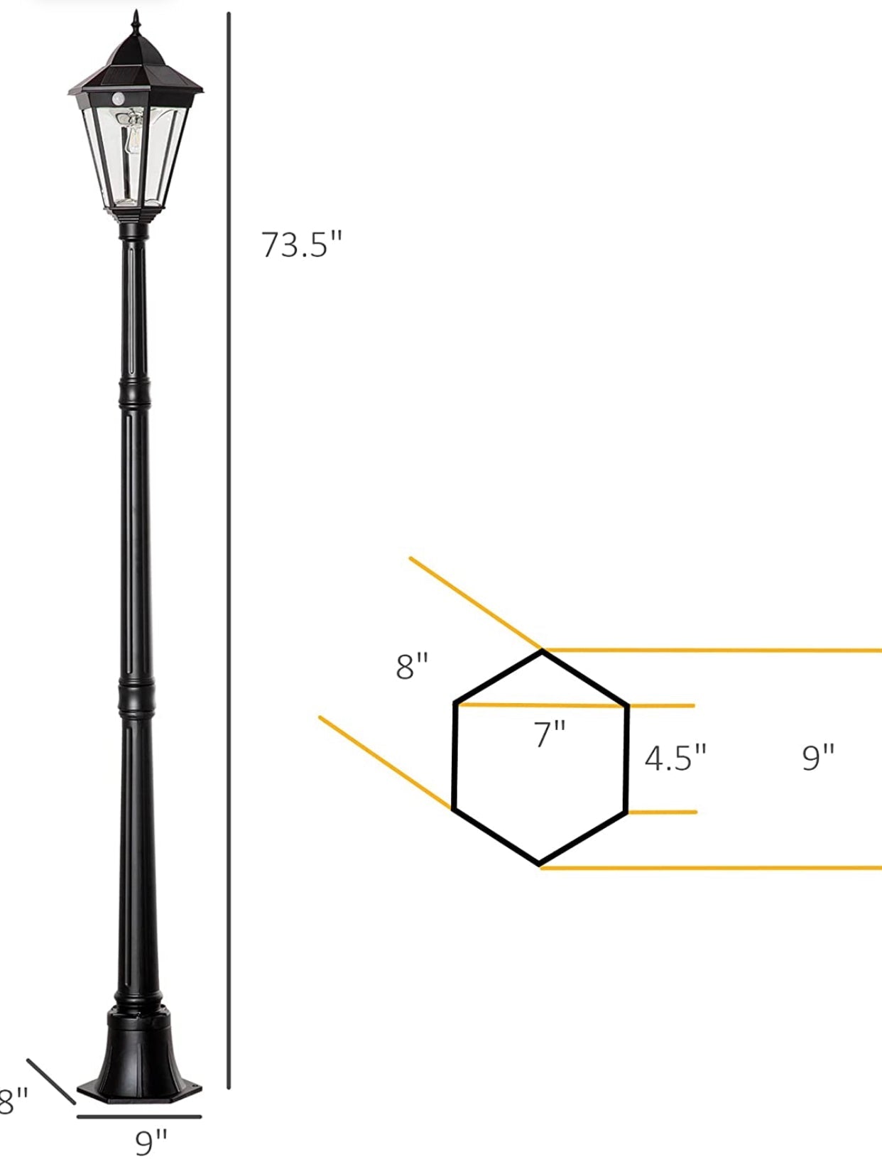 SmartYard 77" Solar Lamp Post Light, Waterproof Aluminum And Glass Outdoor Vintage Post Lamp - Outdoor Solar Outlet