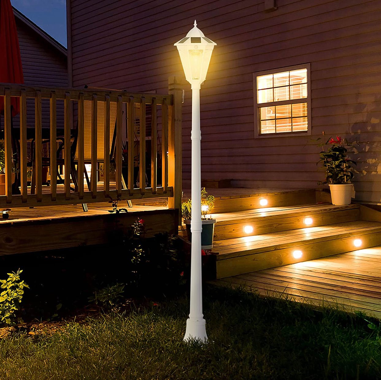 SmartYard 77" Solar Lamp Post Light, Waterproof Aluminum And Glass Outdoor Vintage Post Lamp - Outdoor Solar Outlet