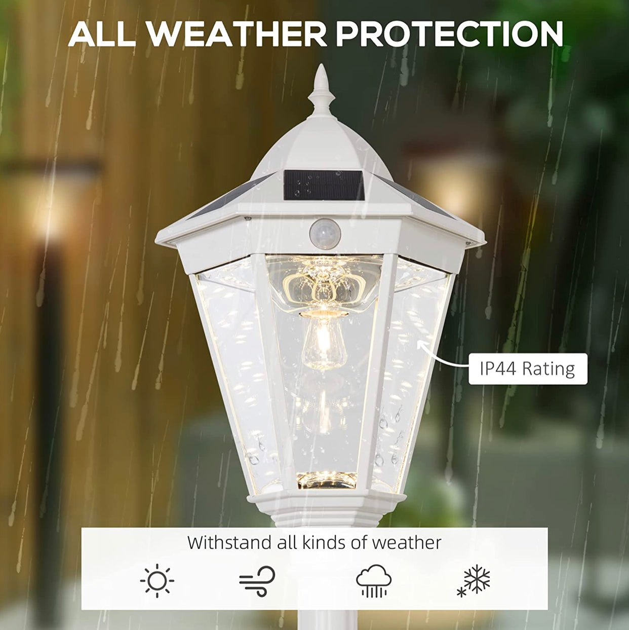 SmartYard 77" Solar Lamp Post Light, Waterproof Aluminum And Glass Outdoor Vintage Post Lamp - Outdoor Solar Outlet