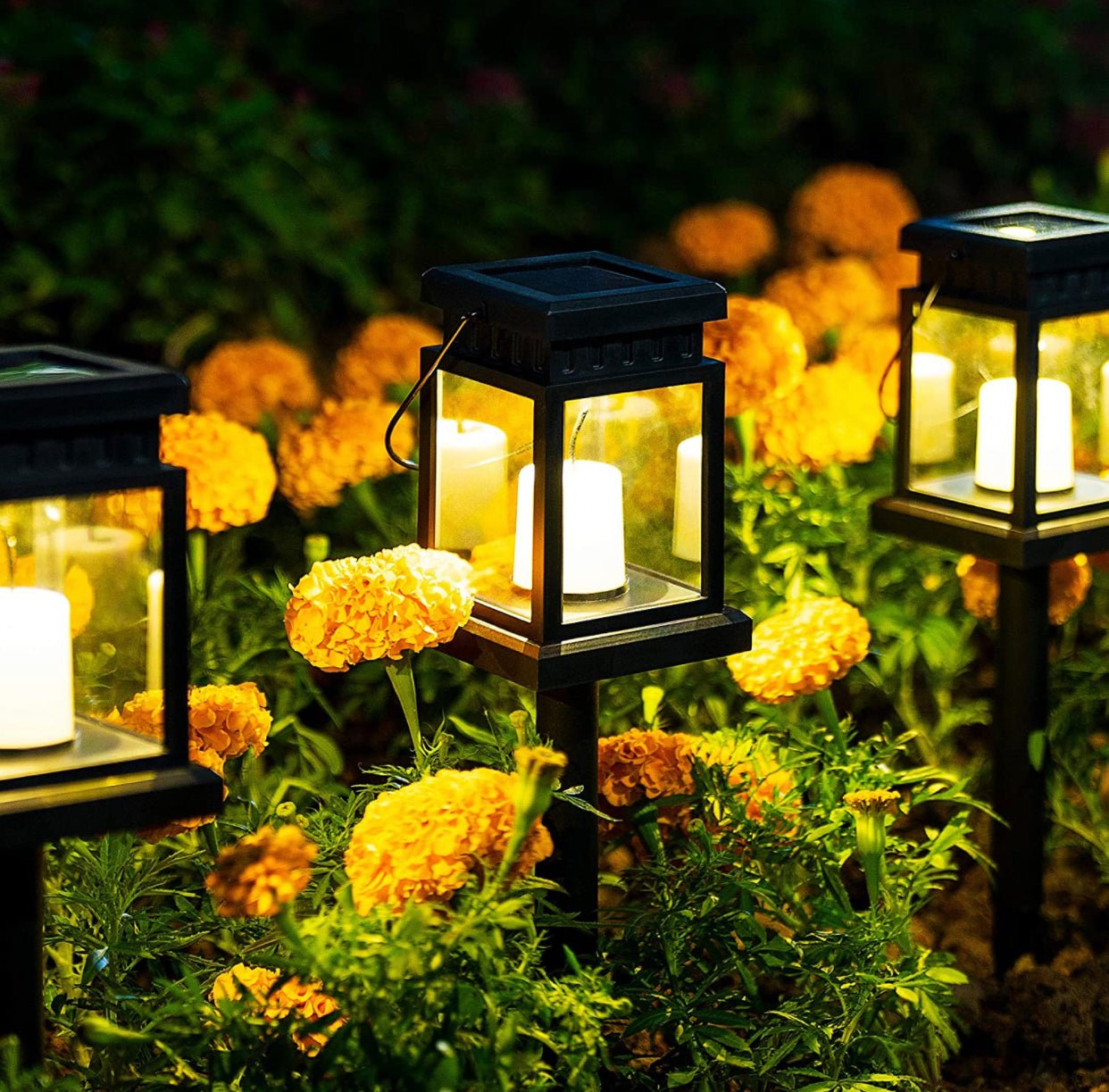 SmartYard 8 Pack Solar Pathway 10 lumen Hanging Candle Lantern Light- Warm White - Outdoor Solar Outlet