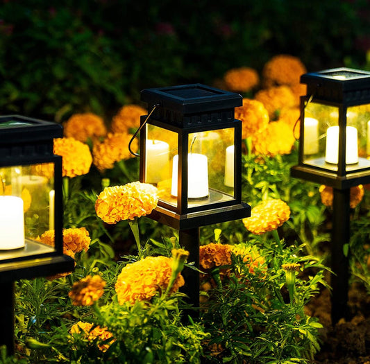 SmartYard 8 Pack Solar Pathway 10 lumen Hanging Candle Lantern Light- Warm White - Outdoor Solar Outlet