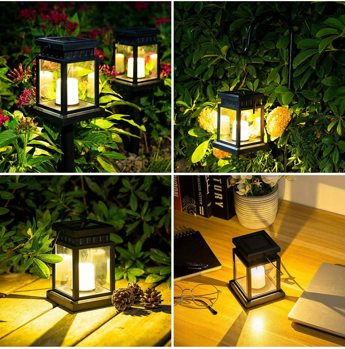 SmartYard 8 Pack Solar Pathway 10 lumen Hanging Candle Lantern Light- Warm White - Outdoor Solar Outlet