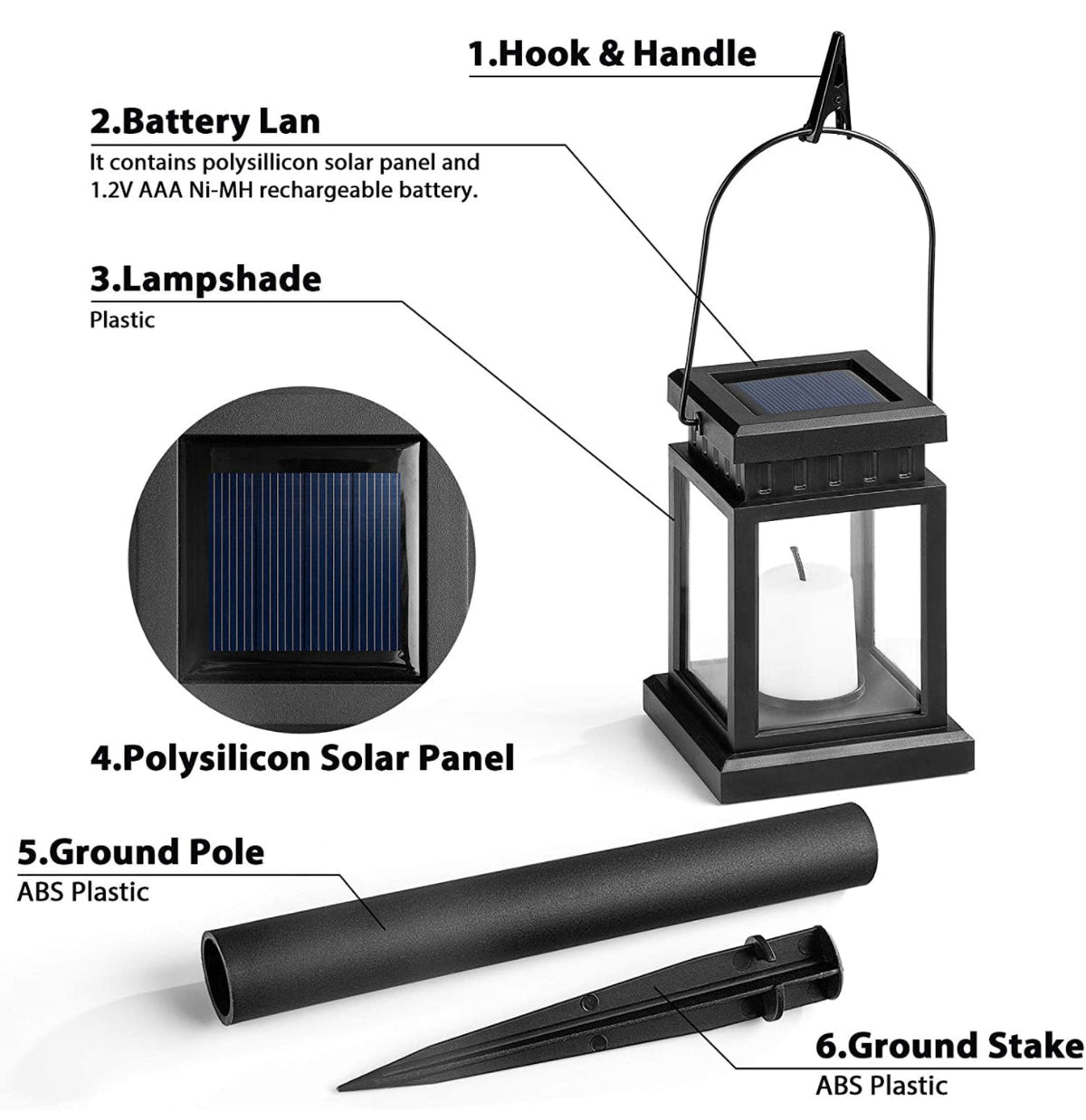 SmartYard 8 Pack Solar Pathway 10 lumen Hanging Candle Lantern Light- Warm White - Outdoor Solar Outlet