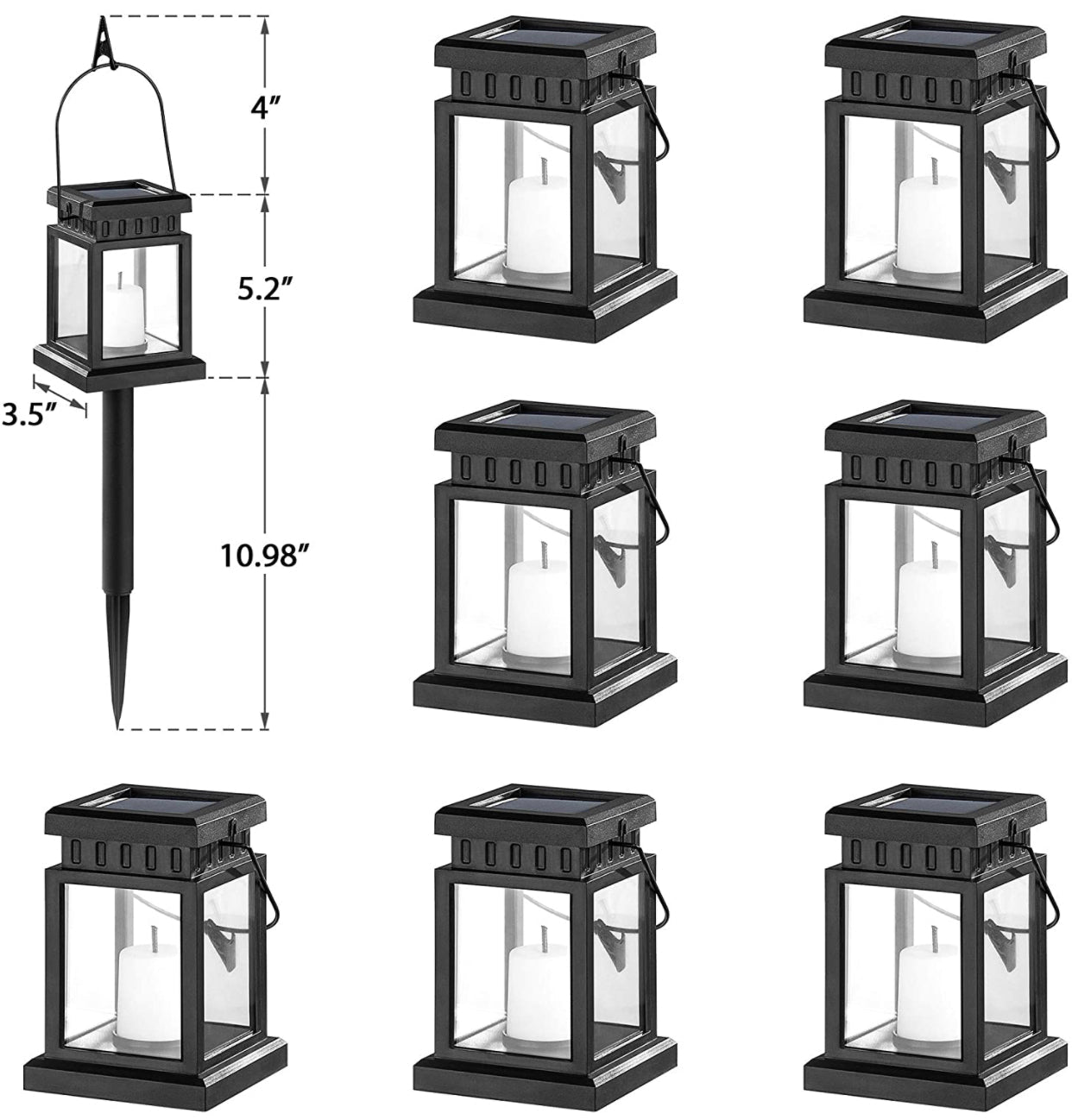 SmartYard 8 Pack Solar Pathway 10 lumen Hanging Candle Lantern Light- Warm White - Outdoor Solar Outlet