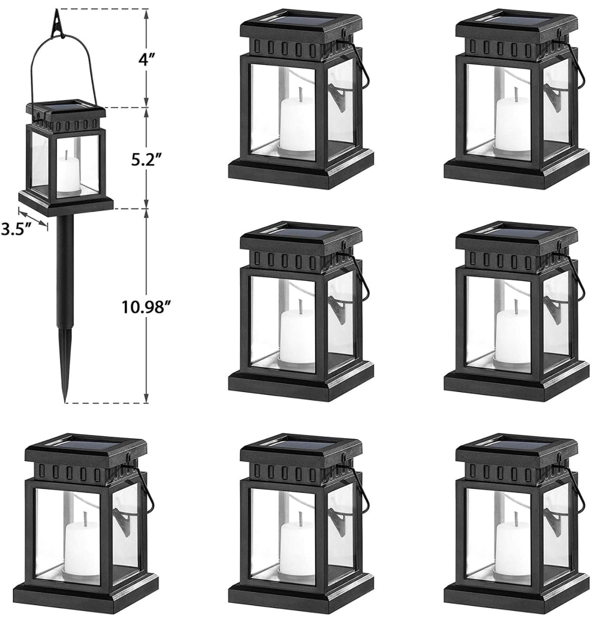SmartYard 8 Pack Solar Pathway 10 lumen Hanging Candle Lantern Light- Warm White - Outdoor Solar Outlet