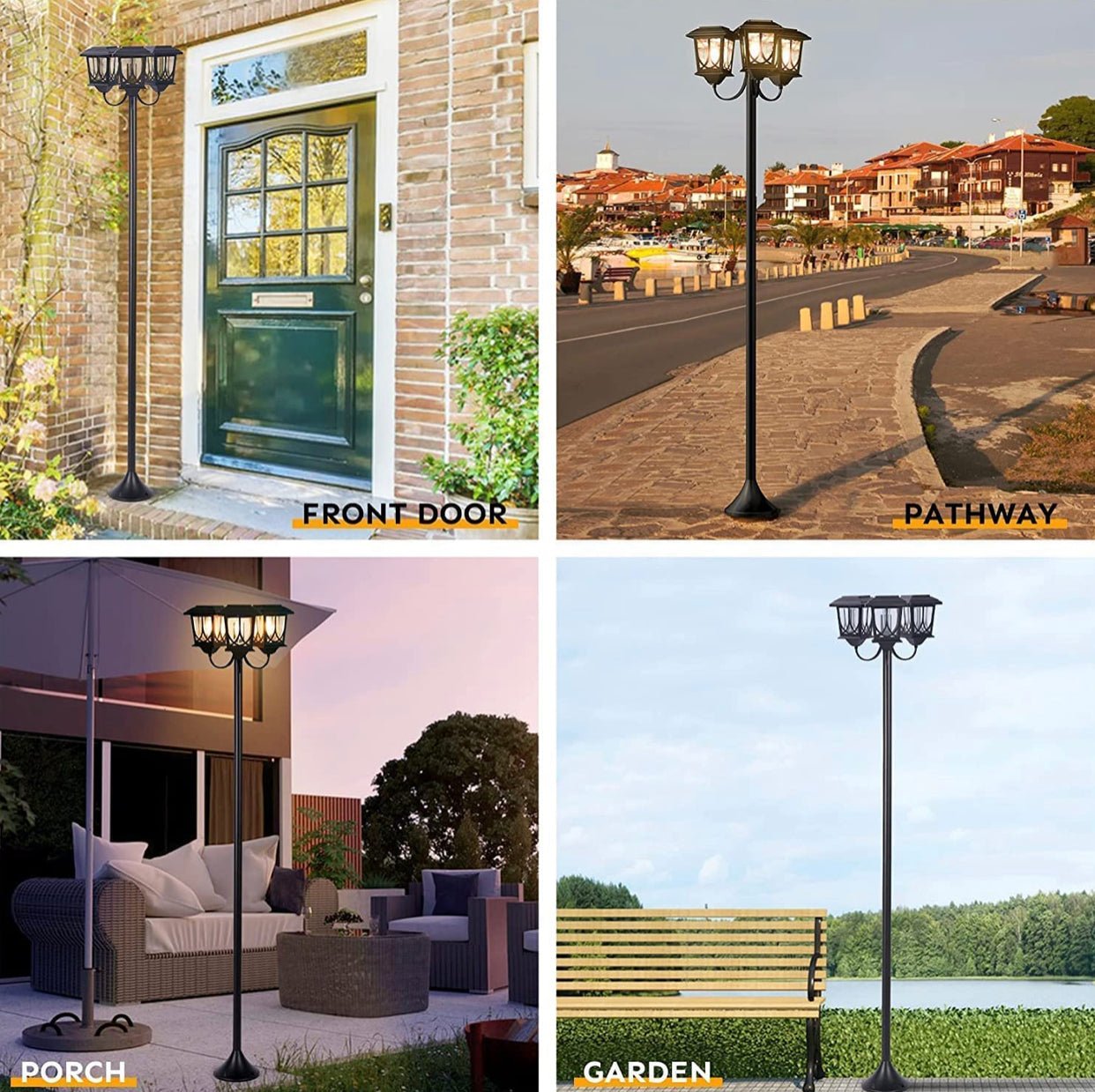 SmartYard Aluminum 74.8“ Outdoor Lamp Post Lights ,3-Head Waterproof Street Lights 60 Lumen - Outdoor Solar Outlet