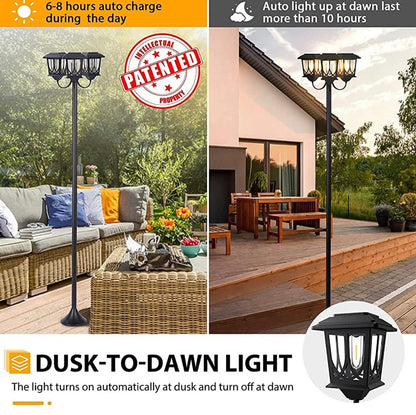 SmartYard Aluminum 74.8“ Outdoor Lamp Post Lights ,3-Head Waterproof Street Lights 60 Lumen - Outdoor Solar Outlet