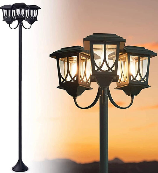 SmartYard Aluminum 74.8“ Outdoor Lamp Post Lights ,3-Head Waterproof Street Lights 60 Lumen - Outdoor Solar Outlet