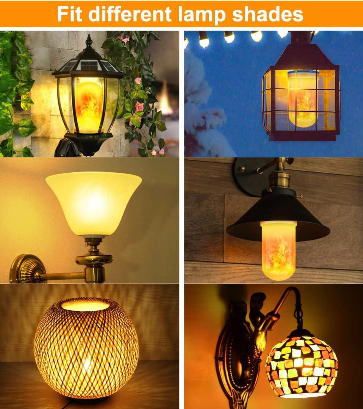 SmartYard LED Flame Light Bulb, 4 Modes Flickering Light Bulbs with Upside Down Effect (4-Pack) - Outdoor Solar Outlet