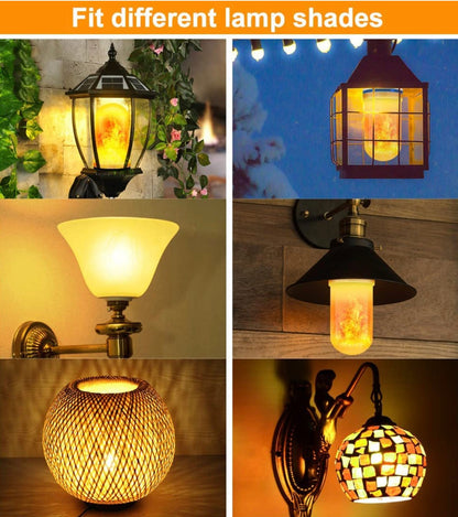 SmartYard LED Flame Light Bulb, 4 Modes Flickering Light Bulbs with Upside Down Effect (4-Pack) - Outdoor Solar Outlet