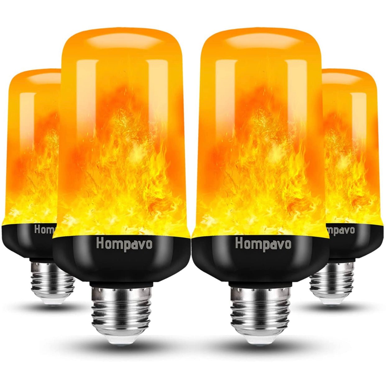 SmartYard LED Flame Light Bulb, 4 Modes Flickering Light Bulbs with Upside Down Effect (4-Pack) - Outdoor Solar Outlet