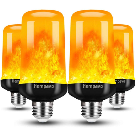 SmartYard LED Flame Light Bulb, 4 Modes Flickering Light Bulbs with Upside Down Effect (4-Pack) - Outdoor Solar Outlet