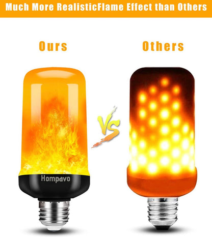 SmartYard LED Flame Light Bulb, 4 Modes Flickering Light Bulbs with Upside Down Effect (4-Pack) - Outdoor Solar Outlet