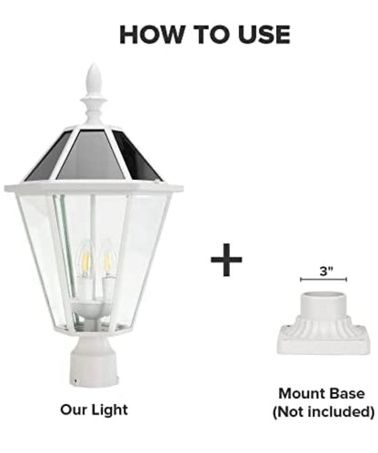 SmartYard LED Post Solar Light 22’ Outdoor,Dusk to Dawn Vintage Street Lights, 300LM, 2700K,Cast Aluminum - Outdoor Solar Outlet