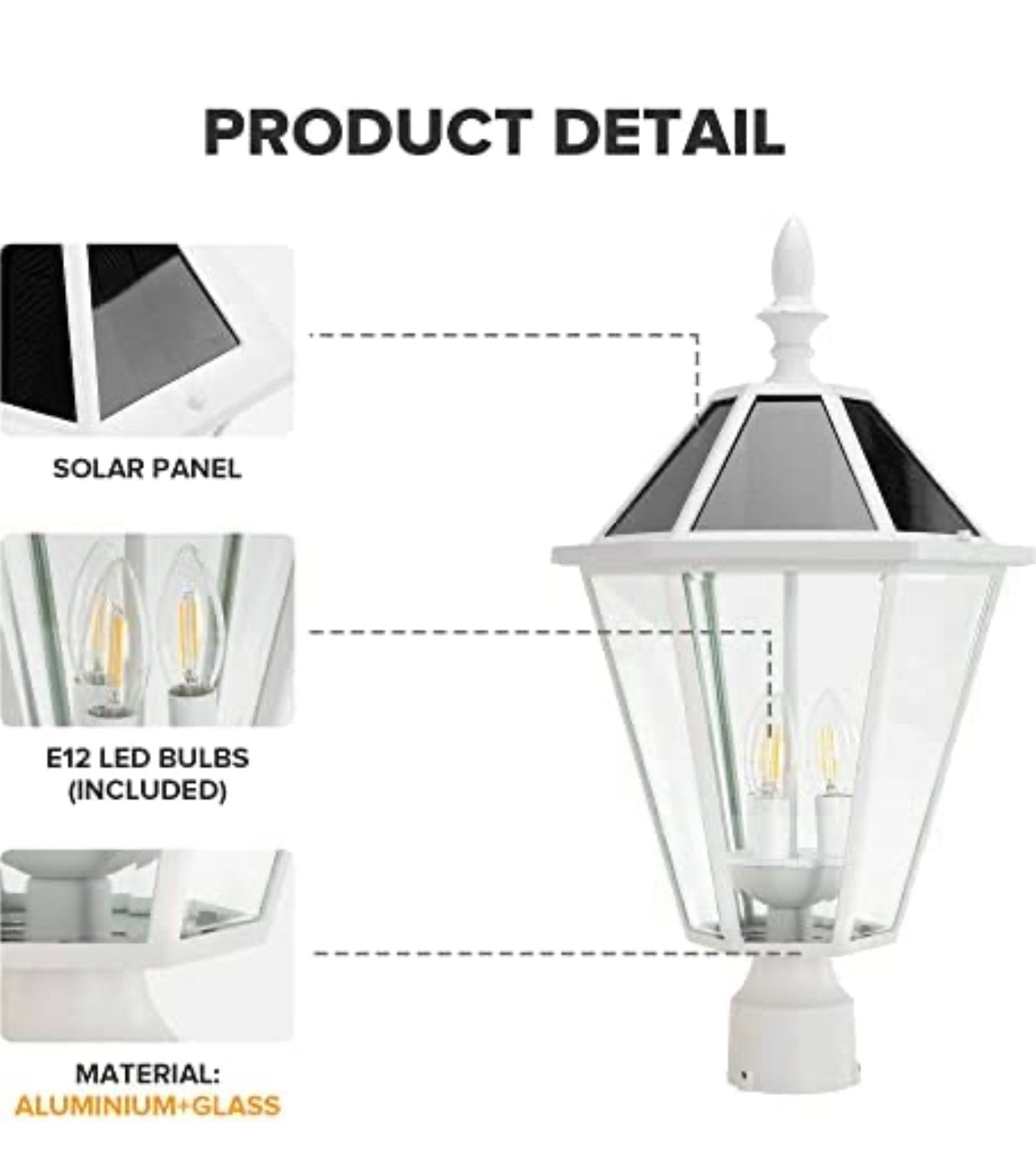 SmartYard LED Post Solar Light 22’ Outdoor,Dusk to Dawn Vintage Street Lights, 300LM, 2700K,Cast Aluminum - Outdoor Solar Outlet