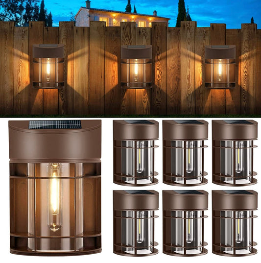 SmartYard Solar Fence Lights Outdoor, Deck Lights LED Tungsten Filament Bulb Vintage Style 8-Pack - Outdoor Solar Outlet