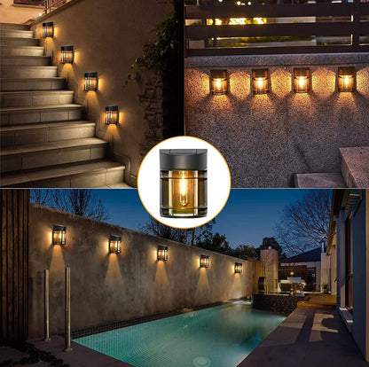 SmartYard Solar Fence Lights Outdoor, Deck Lights LED Tungsten Filament Bulb Vintage Style 8-Pack - Outdoor Solar Outlet