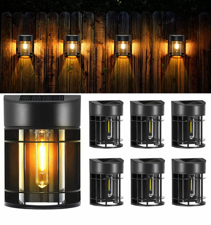 SmartYard Solar Fence Lights Outdoor, Deck Lights LED Tungsten Filament Bulb Vintage Style 8-Pack - Outdoor Solar Outlet