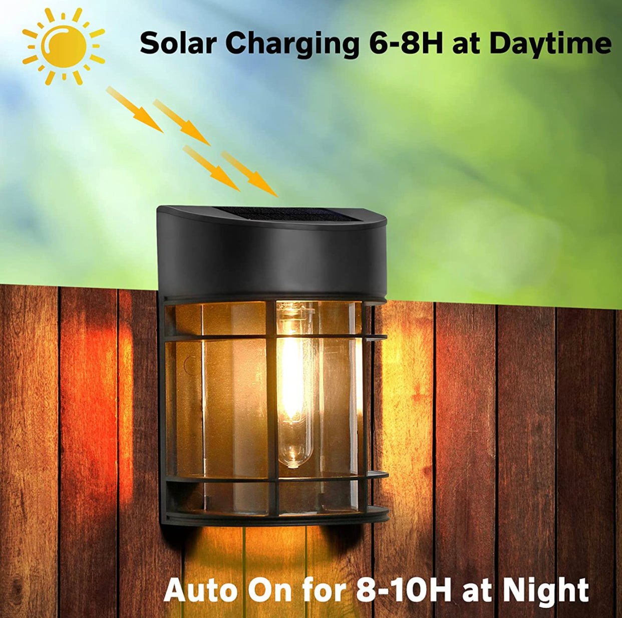 SmartYard Solar Fence Lights Outdoor, Deck Lights LED Tungsten Filament Bulb Vintage Style 8-Pack - Outdoor Solar Outlet
