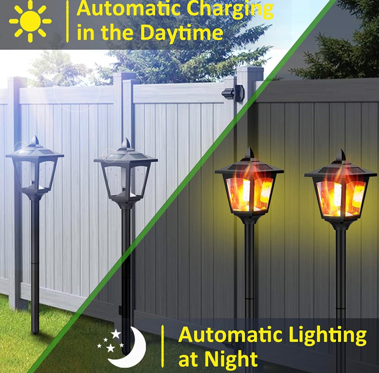 SmartYard Solar Garden Lights - Torches Outdoor Patio Decor Lighting 43" Flames Post Fence Lamps - 2 Pack - Outdoor Solar Outlet