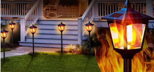 SmartYard Solar Garden Lights - Torches Outdoor Patio Decor Lighting 43" Flames Post Fence Lamps - 2 Pack - Outdoor Solar Outlet