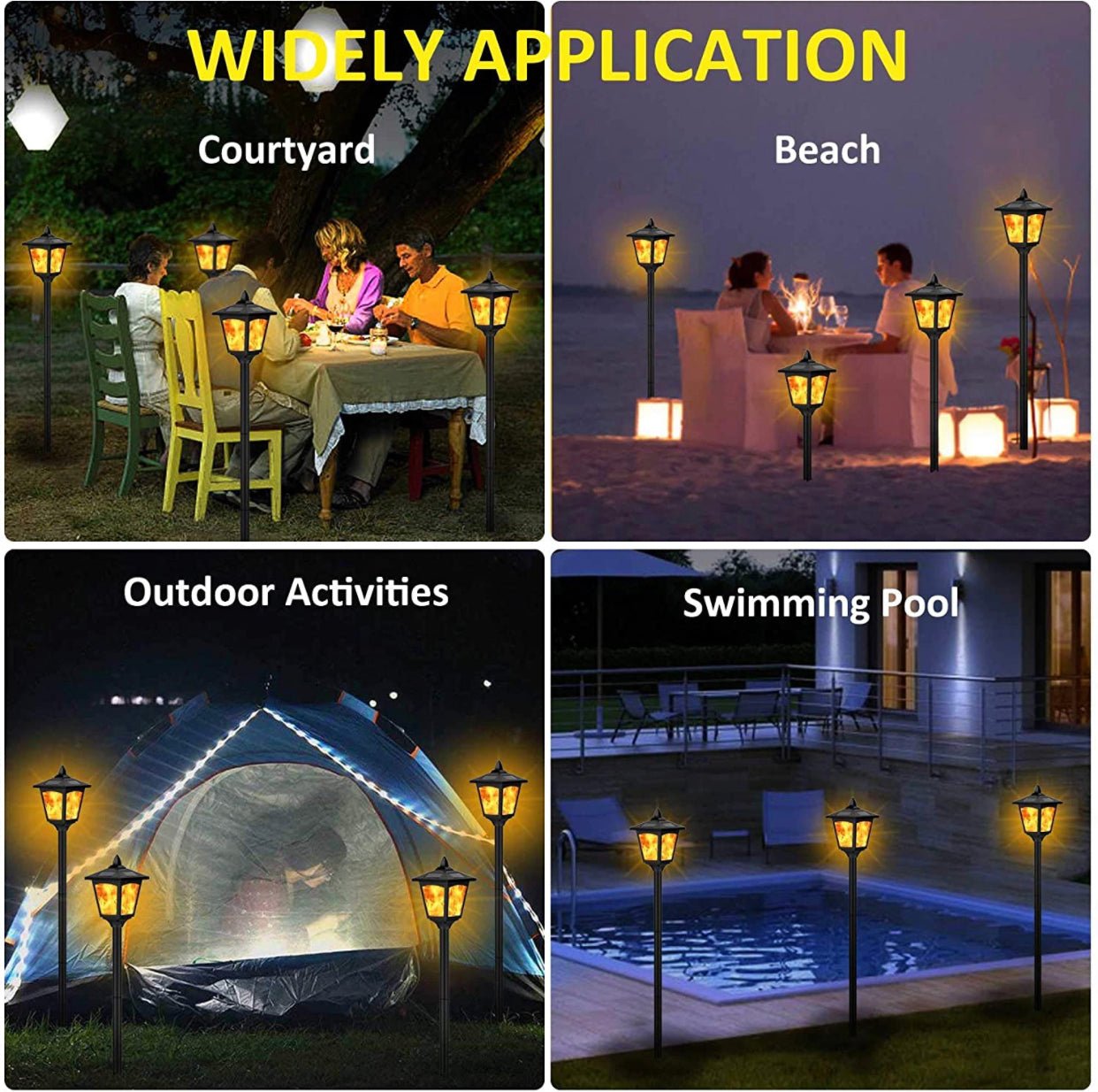 SmartYard Solar Garden Lights - Torches Outdoor Patio Decor Lighting 43" Flames Post Fence Lamps - 2 Pack - Outdoor Solar Outlet