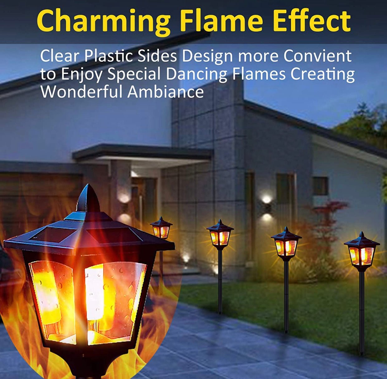 SmartYard Solar Garden Lights - Torches Outdoor Patio Decor Lighting 43" Flames Post Fence Lamps - 2 Pack - Outdoor Solar Outlet