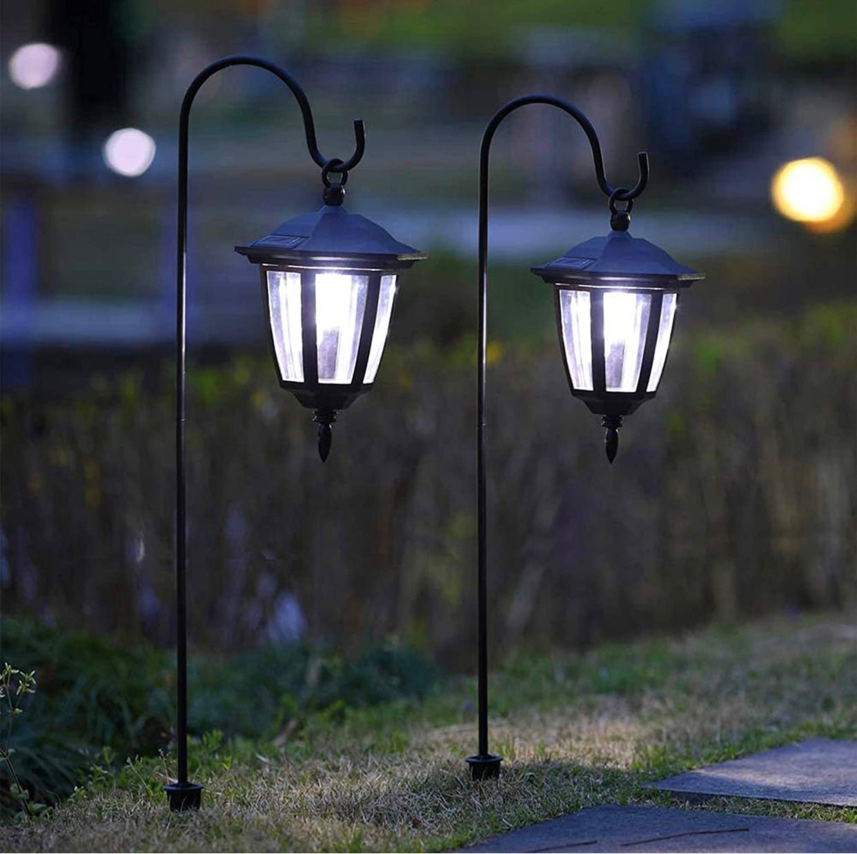 SmartYard Solar Hanging Lights Dual Use Shepherd Hook Lights Outdoor, 4 Pack - Outdoor Solar Outlet