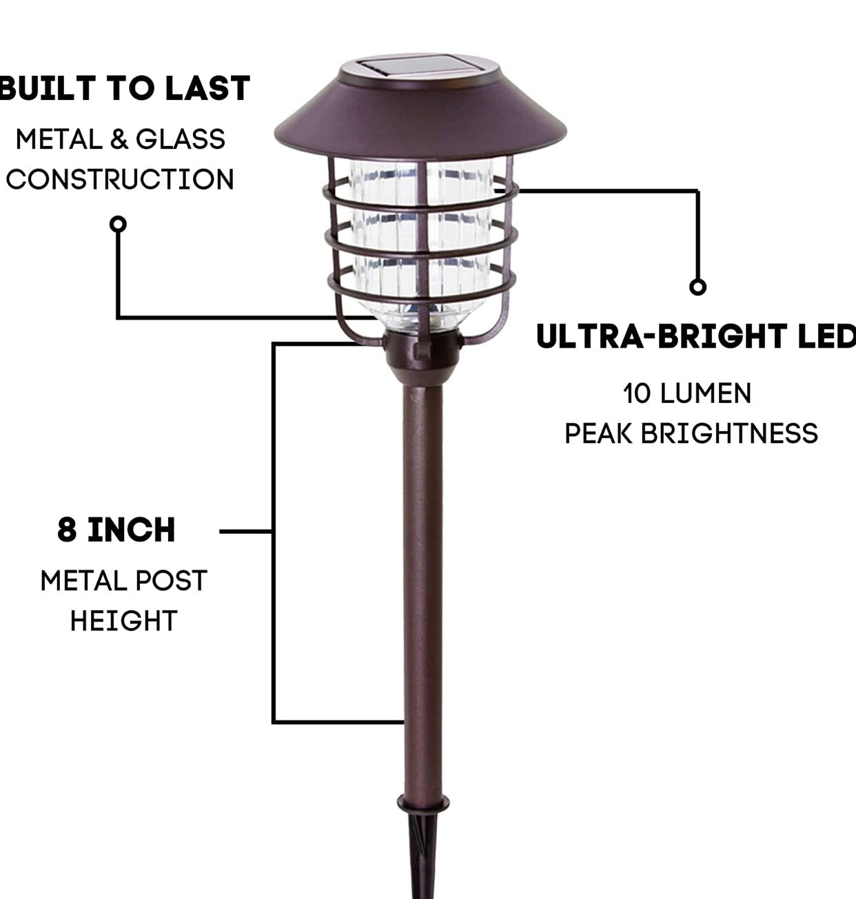 Smartyard Solar LED Large Pathway Lights Oil Rubbed Bronze 8-Pk - Outdoor Solar Outlet