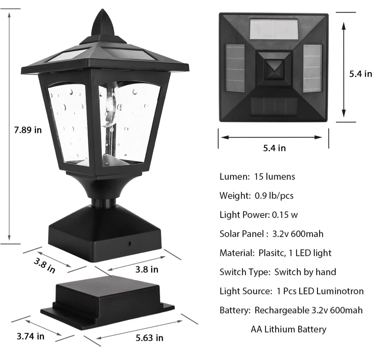 SmartYard Solar Post Cap Lights Outdoor for Wood Fence Posts Pathway, Deck, Pack of 2 - Outdoor Solar Outlet