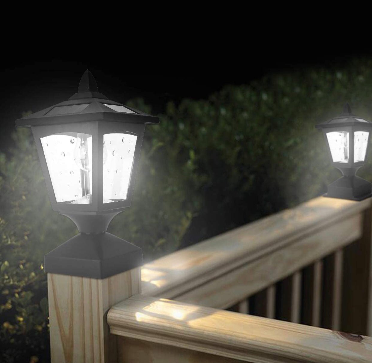 SmartYard Solar Post Cap Lights Outdoor for Wood Fence Posts Pathway, Deck, Pack of 2 - Outdoor Solar Outlet
