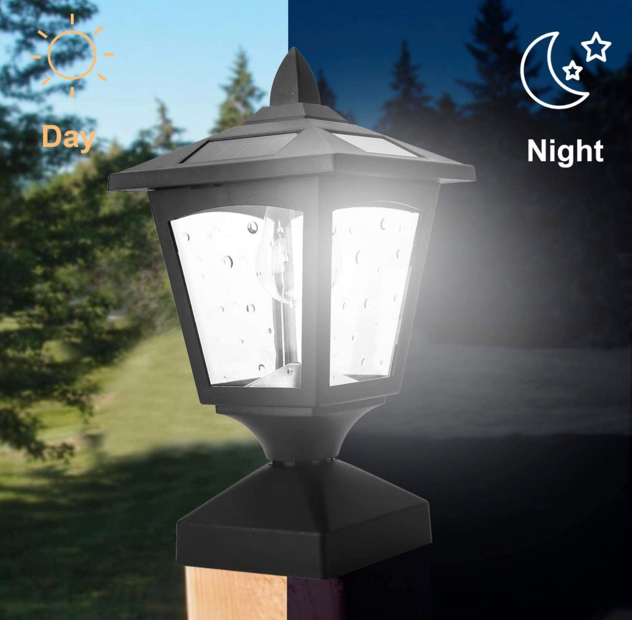 SmartYard Solar Post Cap Lights Outdoor for Wood Fence Posts Pathway, Deck, Pack of 2 - Outdoor Solar Outlet