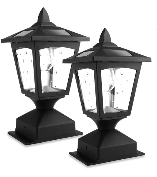 SmartYard Solar Post Cap Lights Outdoor for Wood Fence Posts Pathway, Deck, Pack of 2 - Outdoor Solar Outlet
