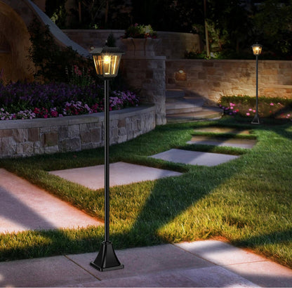 SmartYard Solar Post Lamp Set, Warm White Vintage Light (2-Pack) - Outdoor Solar Outlet
