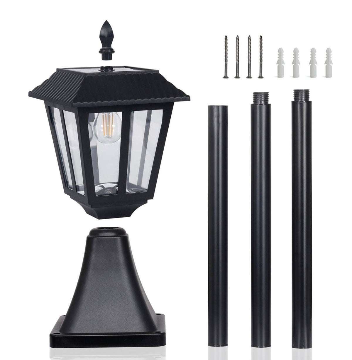 SmartYard Solar Post Lamp Set, Warm White Vintage Light (2-Pack) - Outdoor Solar Outlet