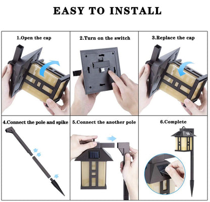 SmartYard Solar Powered Pathway Shepherd Hook Lights Asian Style (4 Pack) - Outdoor Solar Outlet