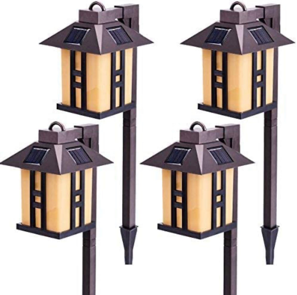 SmartYard Solar Powered Pathway Shepherd Hook Lights Asian Style (4 Pack) - Outdoor Solar Outlet