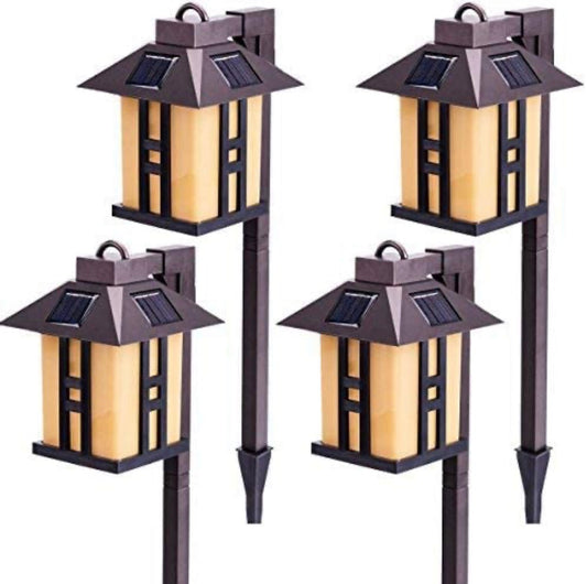 SmartYard Solar Powered Pathway Shepherd Hook Lights Asian Style (4 Pack) - Outdoor Solar Outlet