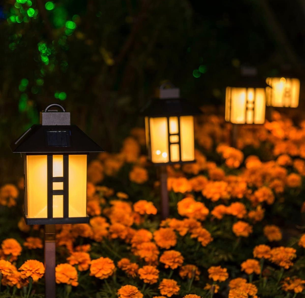 SmartYard Solar Powered Pathway Shepherd Hook Lights Asian Style (4 Pack) - Outdoor Solar Outlet